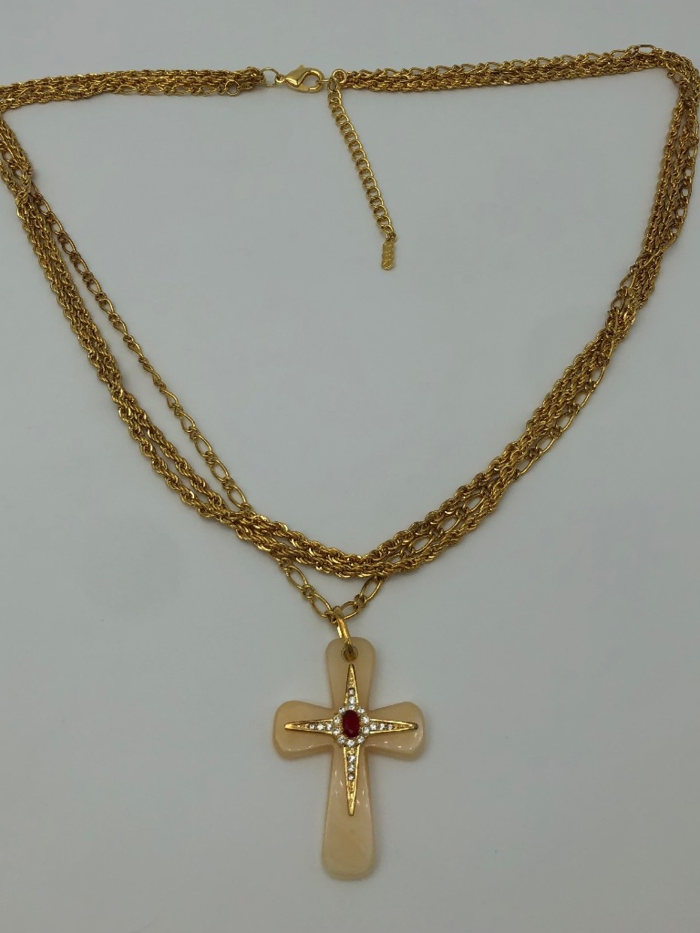 Camrose & Kross Jacqueline Kennedy Cream Cross Pendant Necklace Long Vintage
